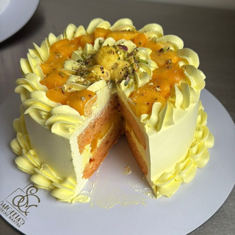 mango and ramalai whipped cream cake