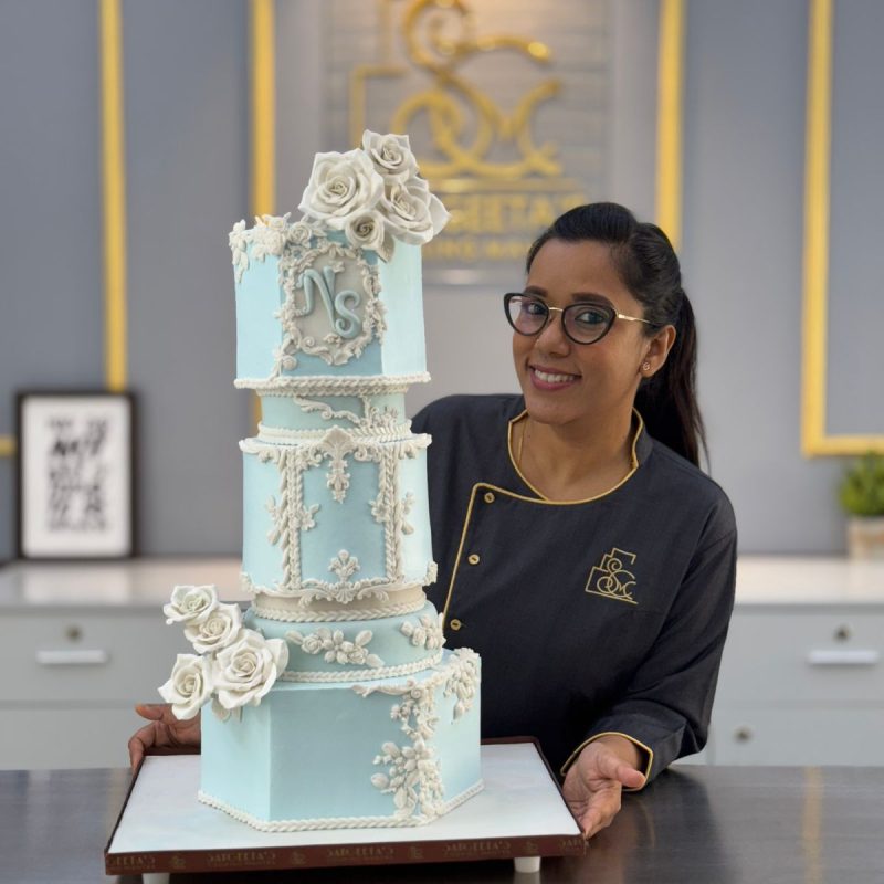 three tier wedding whipped cream cake